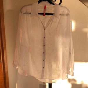 plenty by tracy reese sheer white blouse